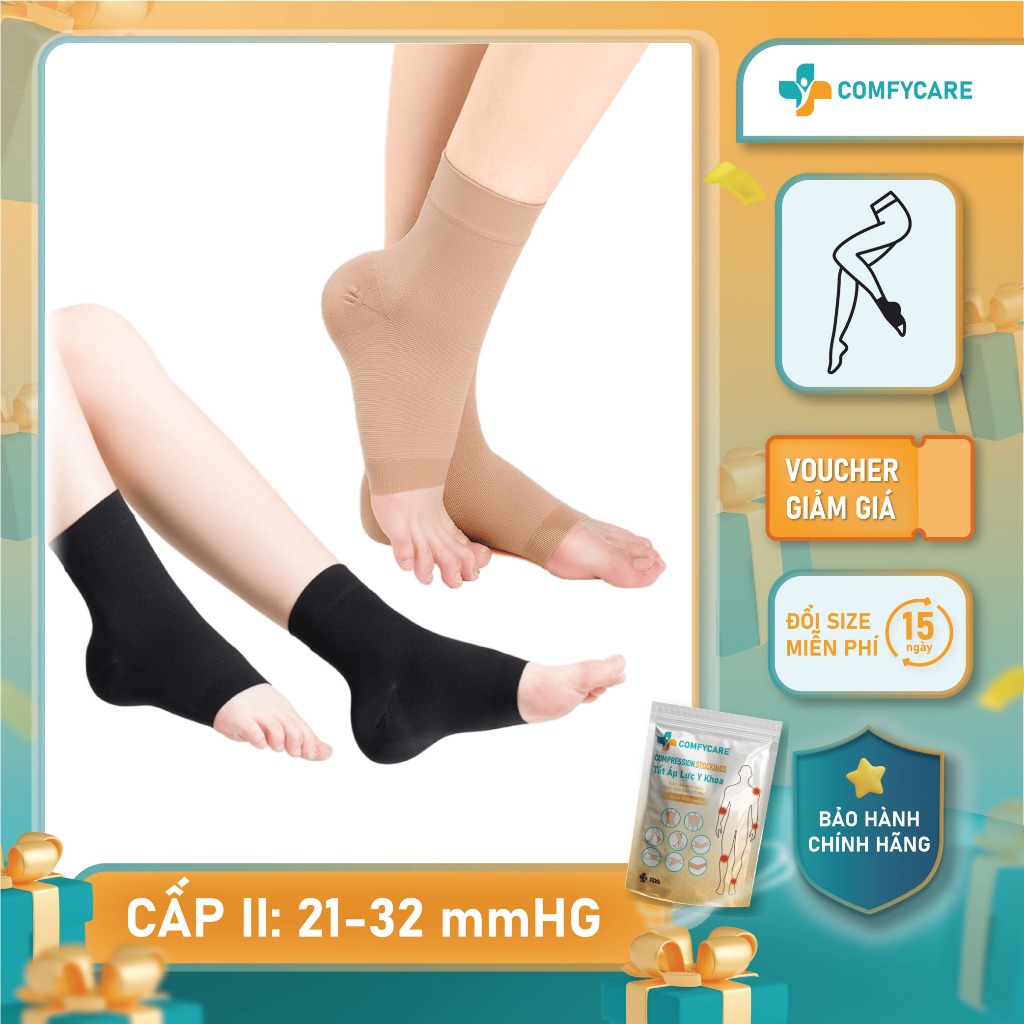 Tất Áp Lực Phòng Ngừa Suy Giãn Tĩnh Mạch Bàn Chân Cấp 2 COMFYCARE [Tất Thể Thao] Hỗ Trợ Lưu Thông Máu Giảm Đau Nhức Chân