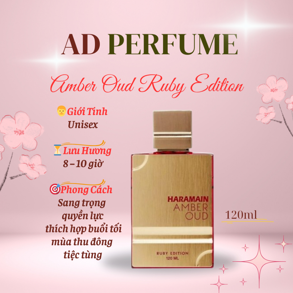 Nước Hoa Unisex Al Haramain Amber Oud Ruby Edition EDP 120ml – Hương Amber & Oud Ruby Sang Trọng