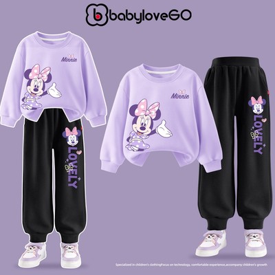 Bộ nỉ cho bé gái BabyloveGO mẫu mới 2026 bộ thu đông dài tay in hình Disney độc đào cho bé 1-10 tuổi