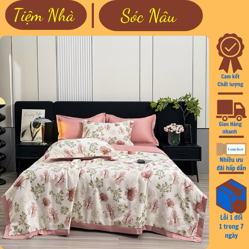 Set 4 Món Lụa Thái Cao Cấp – Mềm Mịn, Mát Lạnh, Sang Trọng, Bền Màu