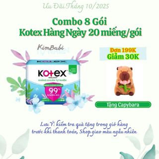  Lốc 8 gói Băng vệ sinh Kotex Hàng Ngày Kháng Khuẩn 20 miếng Không Cánh Nhỏ 