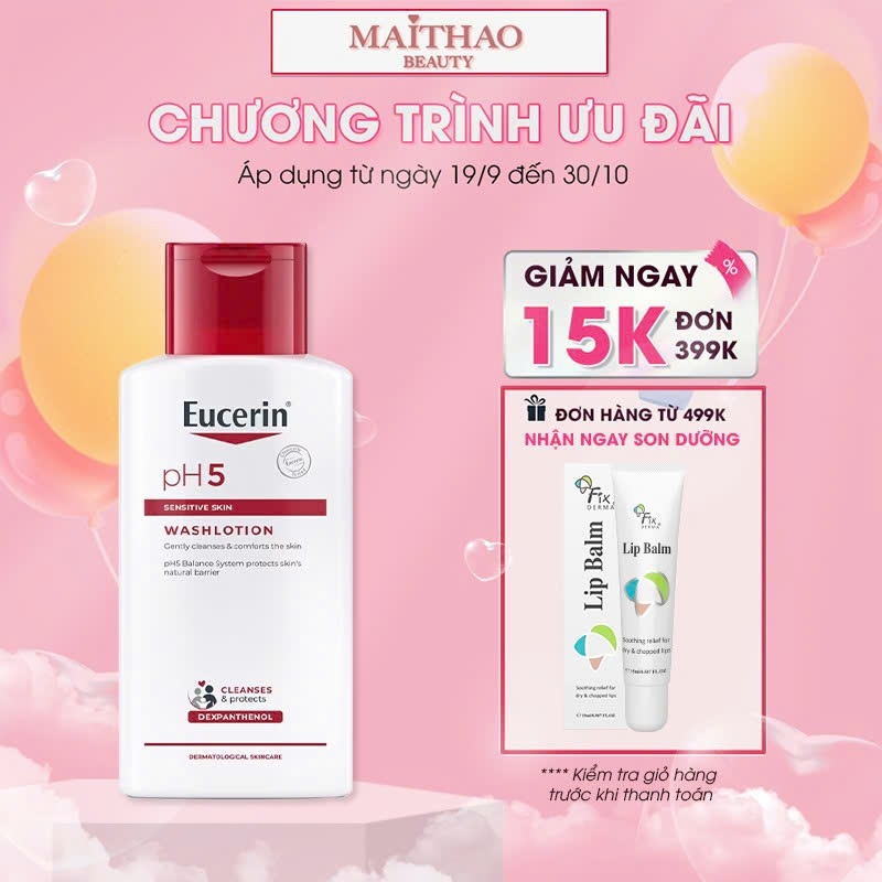 Eucerin Sữa tắm dạng gel pH cho da nhạy cảm (có mùi) Eucerin pH5 Washlotion 200ml