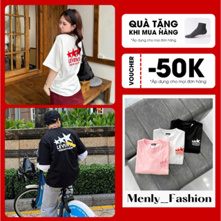 Áo Thun Unisex Levents Thêu Xù Ngôi Sao Vải Cotton 2 Chiều 270gsm Form Rộng_Menly Fashion