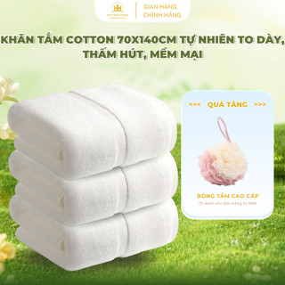 Khăn Tắm Trắng Khách Sạn 70x140cm 100% Cotton Cao Cấp Mềm Mịn Thấm Hút To Dày