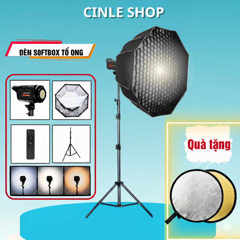 Đèn livestream trợ sáng  Softbox Bát Giác Tổ Ong – Hỗ Trợ Livestream, Quay Video, Chụp Ảnh Studio Chuyên Nghiệp-BH 12T
