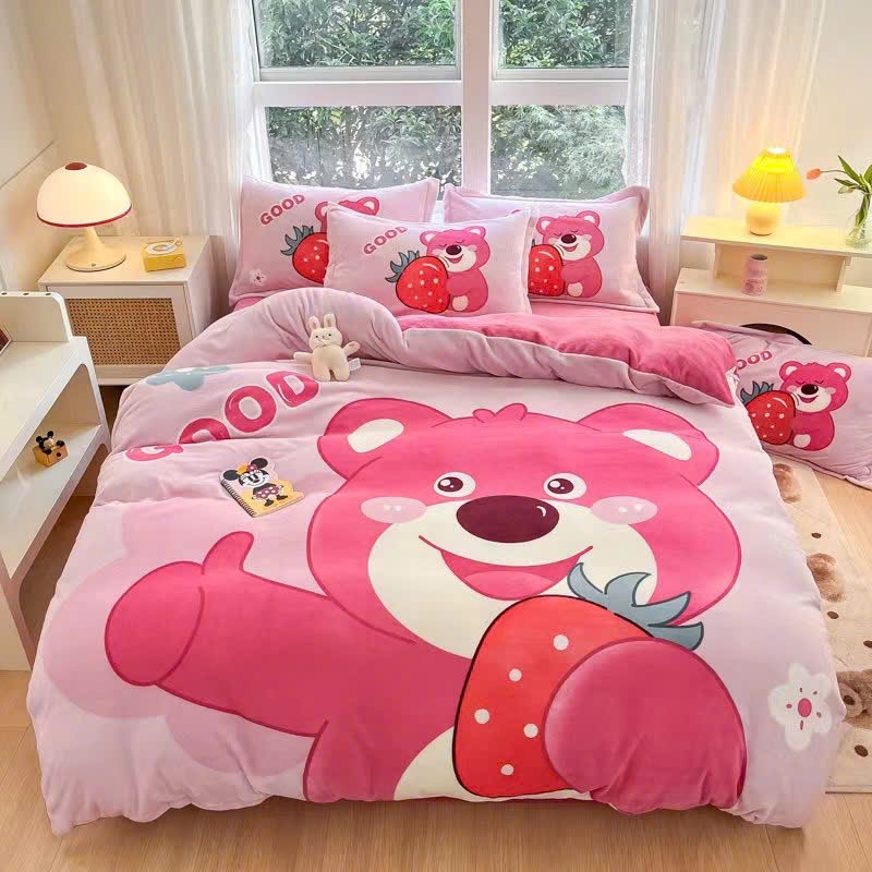 Bộ Chăn Ga Gối Nỉ Nhung 3D ĐỦ 5 MÓN
