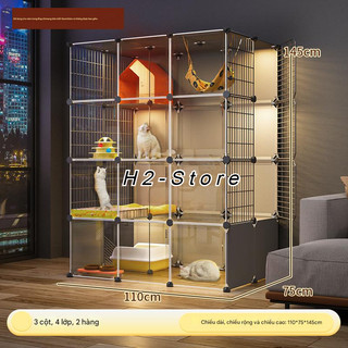 Lồng mèo size lớn nhiều tầng, tháo lắp linh hoạt kết hợp nhà vệ sinh hiện đại– Mã CM48 - H2 Store