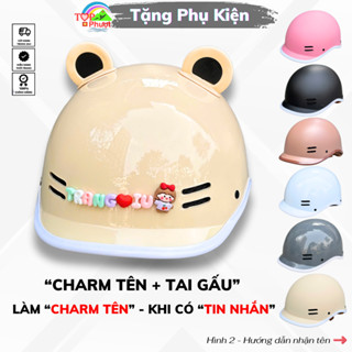  Mũ Cá Heo Màu Sữa Bóng Cho Nam Nữ –Nón Bảo Hiểm Chính Hãng Camry CR HELMET Tặng Tai Gấu & Charm Tên Gắn Mũ 