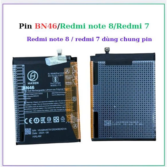 Pin xiaomi bn46 ,redmi note 8, redmi 7,mới