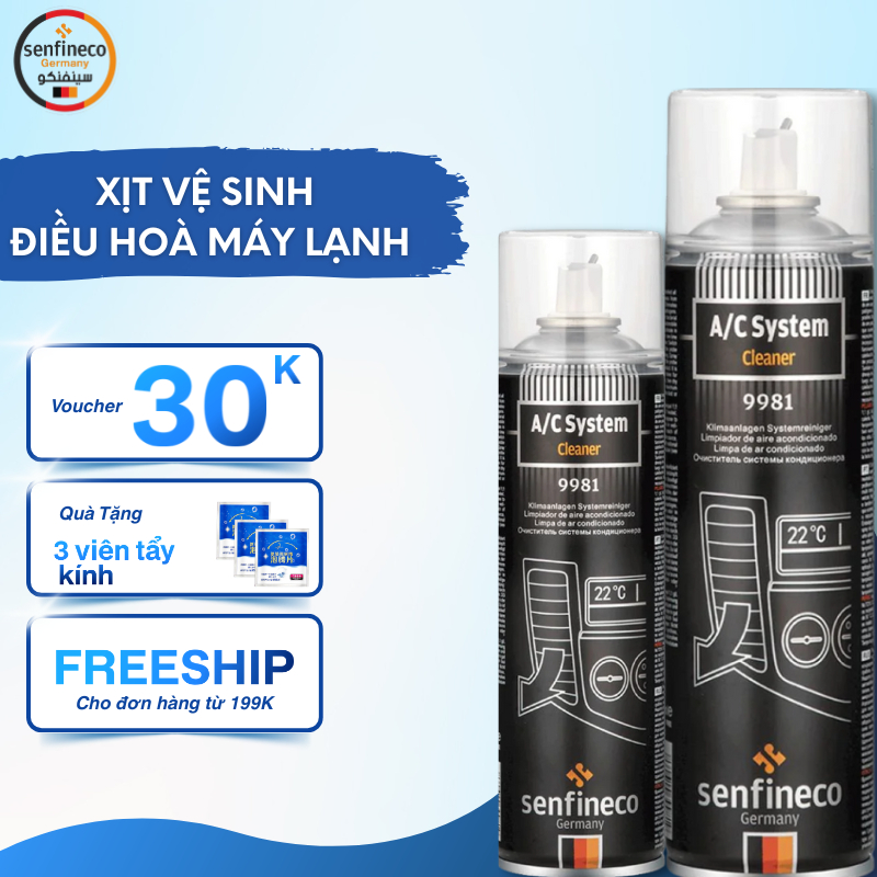 Xịt vệ sinh máy lạnh làm sạch và khử trùng SENFINECO 9981 System Cleaner dung tích 520ml