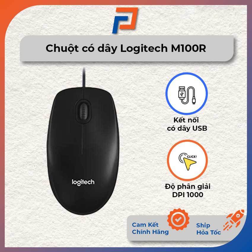 Chuột có dây Logitech M100r – Chính Hãng - Bảo hành 36 tháng chính hãng