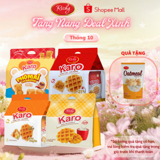 [Tặng 1 Yến Mạch] Combo 4 Bịch Bánh Tươi Richy Karo Mix Vị:Sợi Gà,Phô Mai, Gấu & Vị Sữa [Mới Ra Mắt]