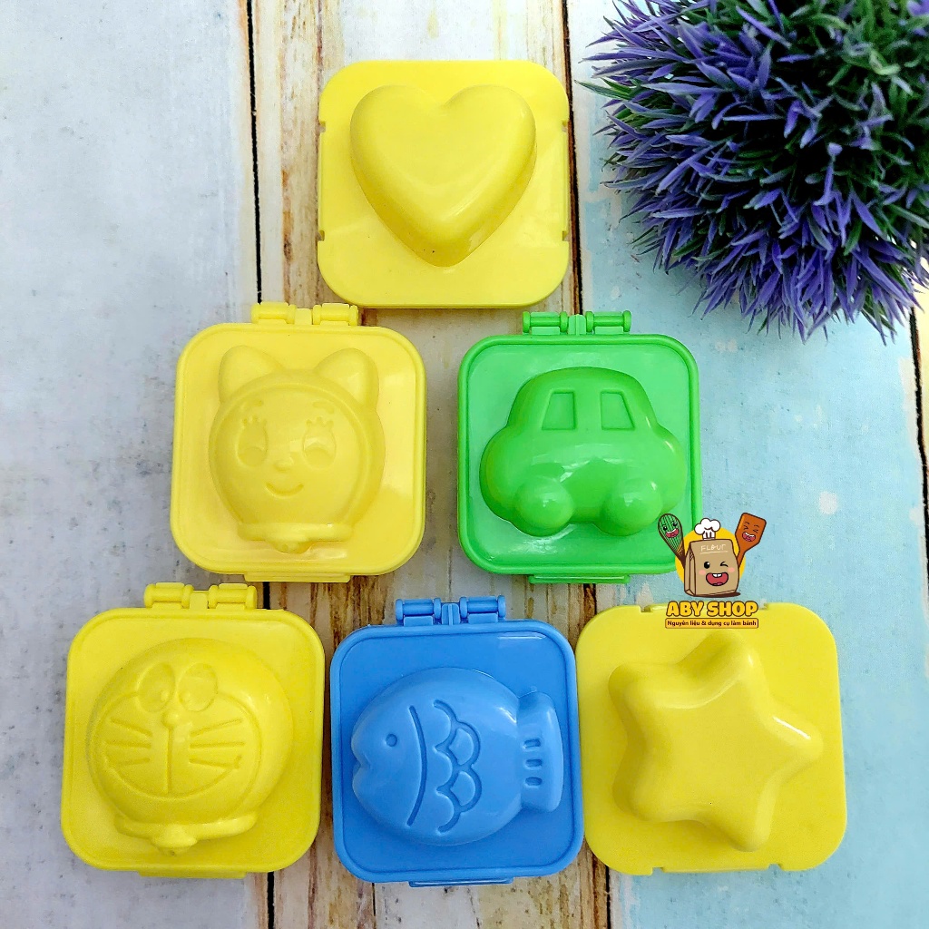 Set 6 khuôn nhựa bento làm cơm nắm, set khuôn làm cơm nắm ngộ nghĩnh cho bé