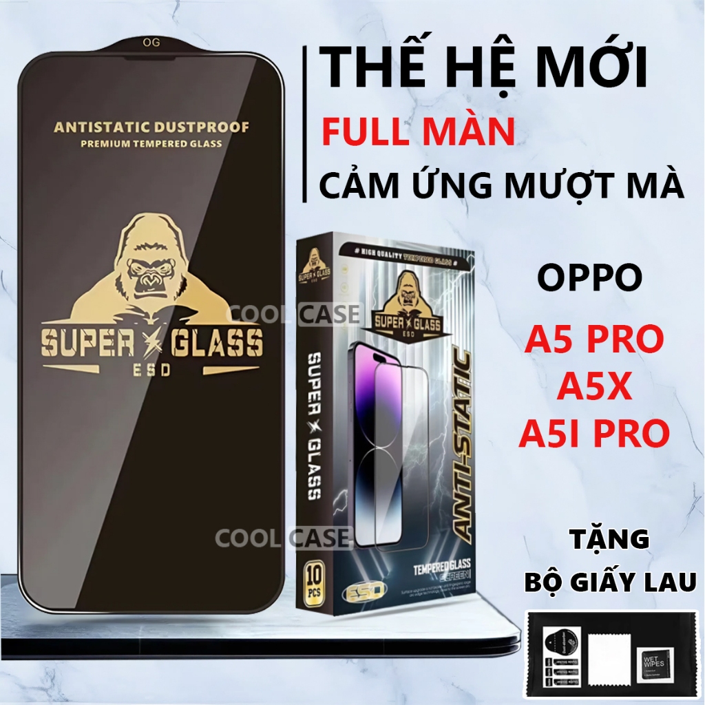 Kính cường lực cao cấp OPPO A5X/ A5 PRO/ A5I PRO cảm ứng mượt mà, full màn-Cool Case