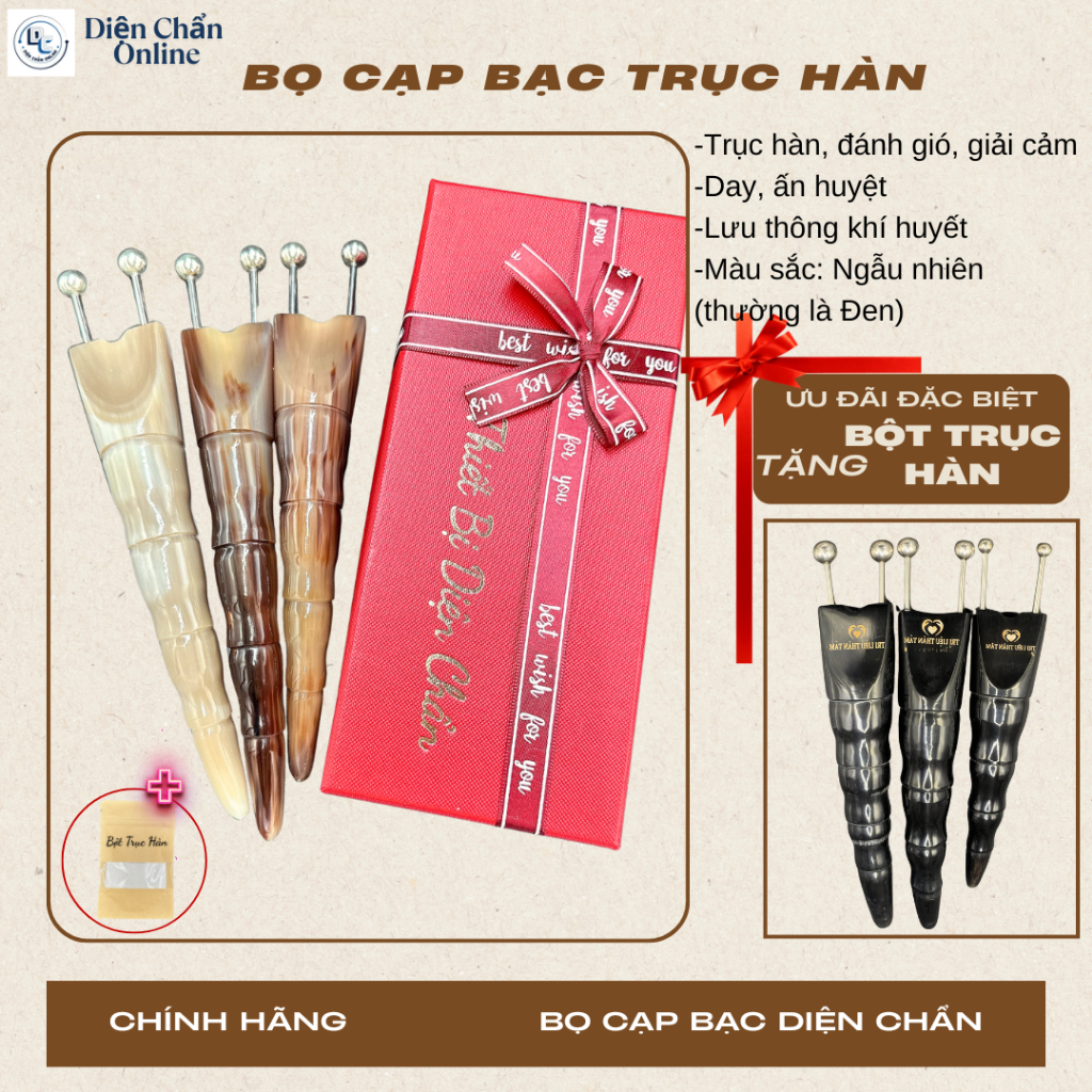 Bọ Cạp Bạc Đánh Gió Trục Hàn Diện Chẩn Tặng Bột Trục Hàn Và Khăn Lau Bạc