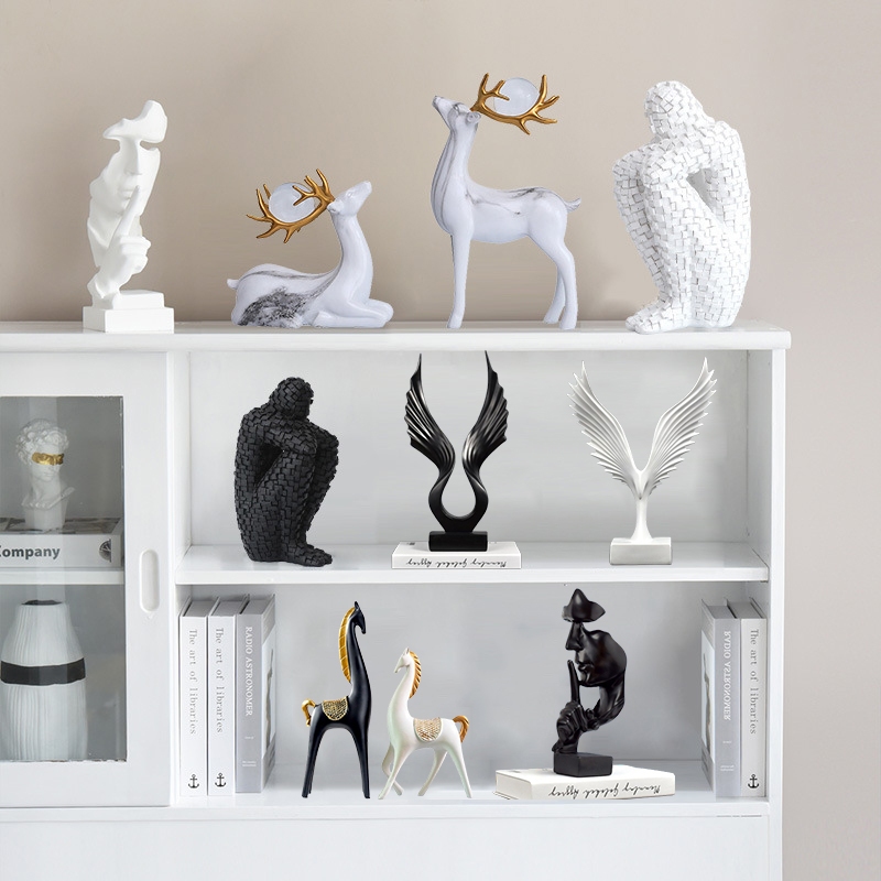 Tượng các mẫu đen trắng decor nhà cửa