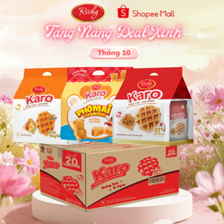 Thùng Bánh RICHY Karo 3 vị (12 bịch /thùng): 5 Karo Sợi Gà Truyền Thống, 5 Karo Hoàng Kim & 2 Garo Gấu Phô Mai
