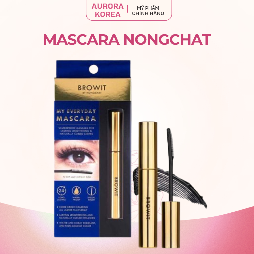 Mascara chuôt mi Nongchat Browit Thái Lan dạng lược làm dày và dài mi, lâu trôi không vón cục 5.5g -
