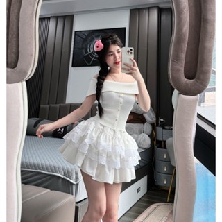 Chân Váy Trắng Xoè, Chân Váy Ren Chất Đũi Lưng Chun, Chân Váy 3 Tầng Có Quần Bảo HỘ V3