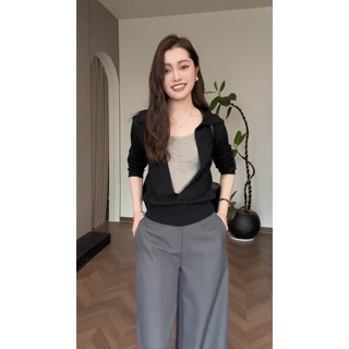   47-90 KG  ÁO THUN ĐEN PHỐI XÁM CHẤT COTTON MỸ CO GIÃN FORM LAYER NĂNG ĐỘNG THANH LỊCH 