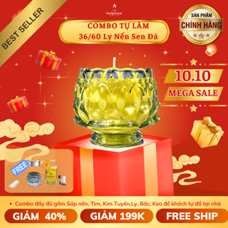 Combo Đầy Đủ 36/60 Ly Sen Đá Quan Âm - Set Nguyên Liệu Làm Nến Bơ Cúng Dường Tại Nhà
