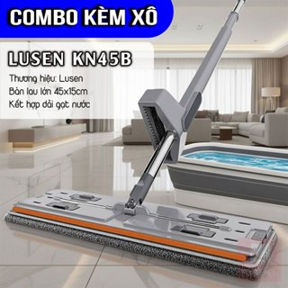Bộ cây lau nhà cỡ lớn tự vắt thông minh Lusen KN45B, chổi lau nhà 360 độ lau nhà tách nước bẩn