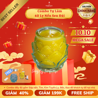 Combo Đầy Đủ 60 Ly Đài Sen To - Nguyên Liệu Làm Nến Bơ Cúng Dường Tại Nhà - Nến Bơ Song Kỳ
