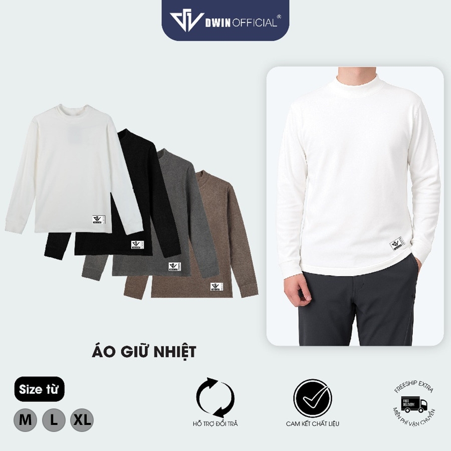 Áo giữ nhiệt nam dài tay Dwin chất lông thỏ thun cao cổ co giãn lót nỉ 2 mặt local brand 2.0