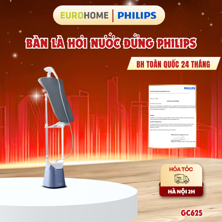 Bàn là/bàn ủi hơi nước đứng Philips GC625 - 2200W, bảo hành 2 năm | Hàng chính hãng