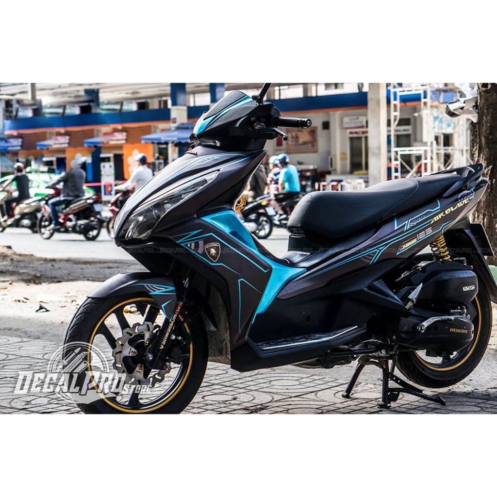 [Tem chuẩn xịn] - Tem trùm xe Air Blade 2013 ~ 2015 Blue Lighting