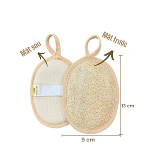 KB Bông Tắm Xơ Mướp 1 Mặt Xơ - Hình Oval 9*13 - KB Ecolife Oganic