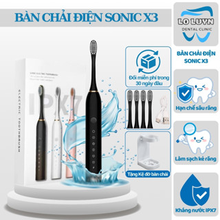 Bàn chải điện Sonic X3 với 6 chế độ làm sạch, bàn chải đánh răng chăm sóc răng trắng bóng Kháng Nước IPX7