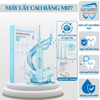 Máy lấy cao răng tại nhà M07, dụng cụ lấy vôi răng kiêm bàn chải điện sạc đế từ tính Kháng nước IPX7 Tặng kèm kệ đỡ