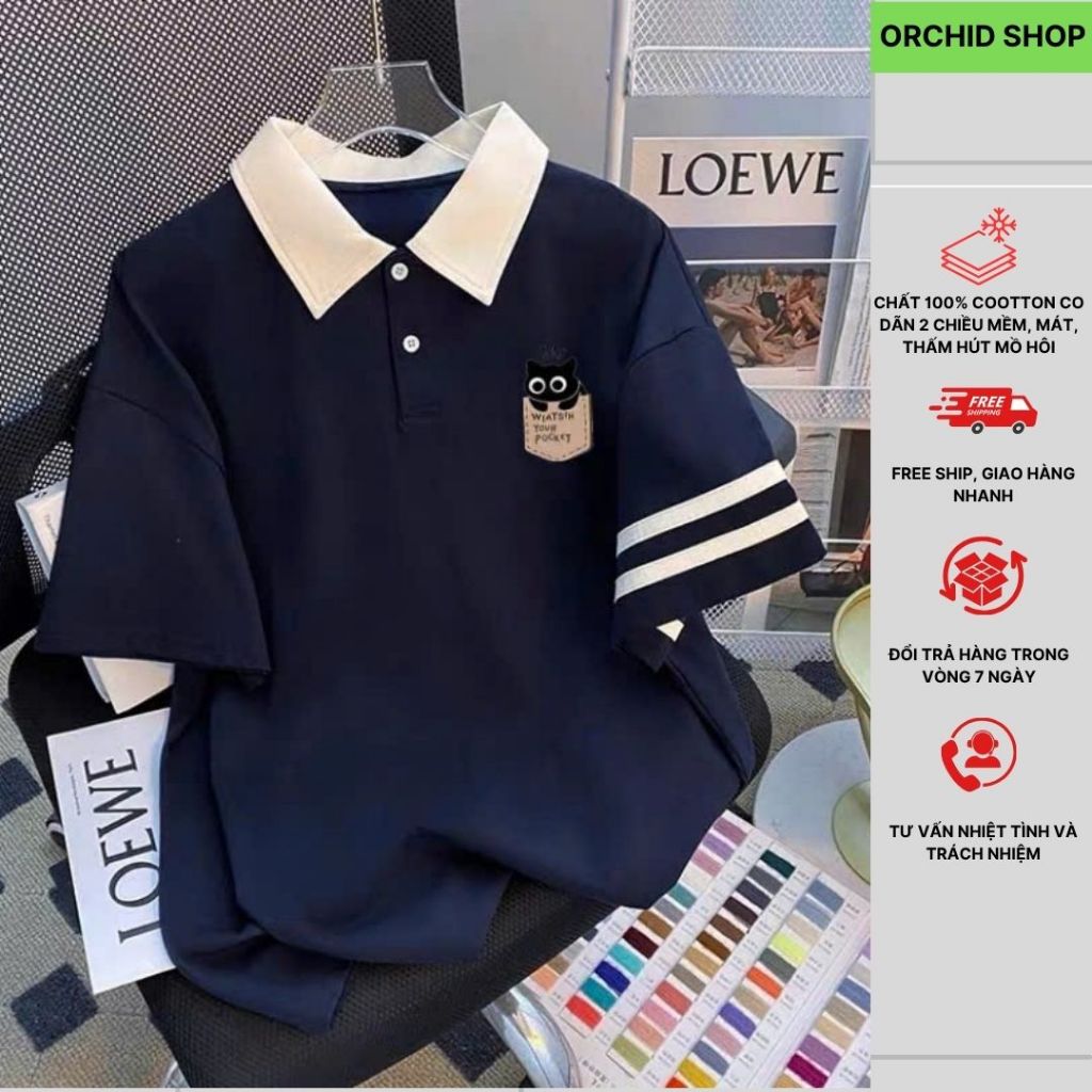 Áo Polo Thun Nam Nữ 100% Cotton Co Dãn 2 Chiều Mềm, Mát Thấm Hút Mồ Hôi In Hình Mèo Ngơ Hot Nhất 202