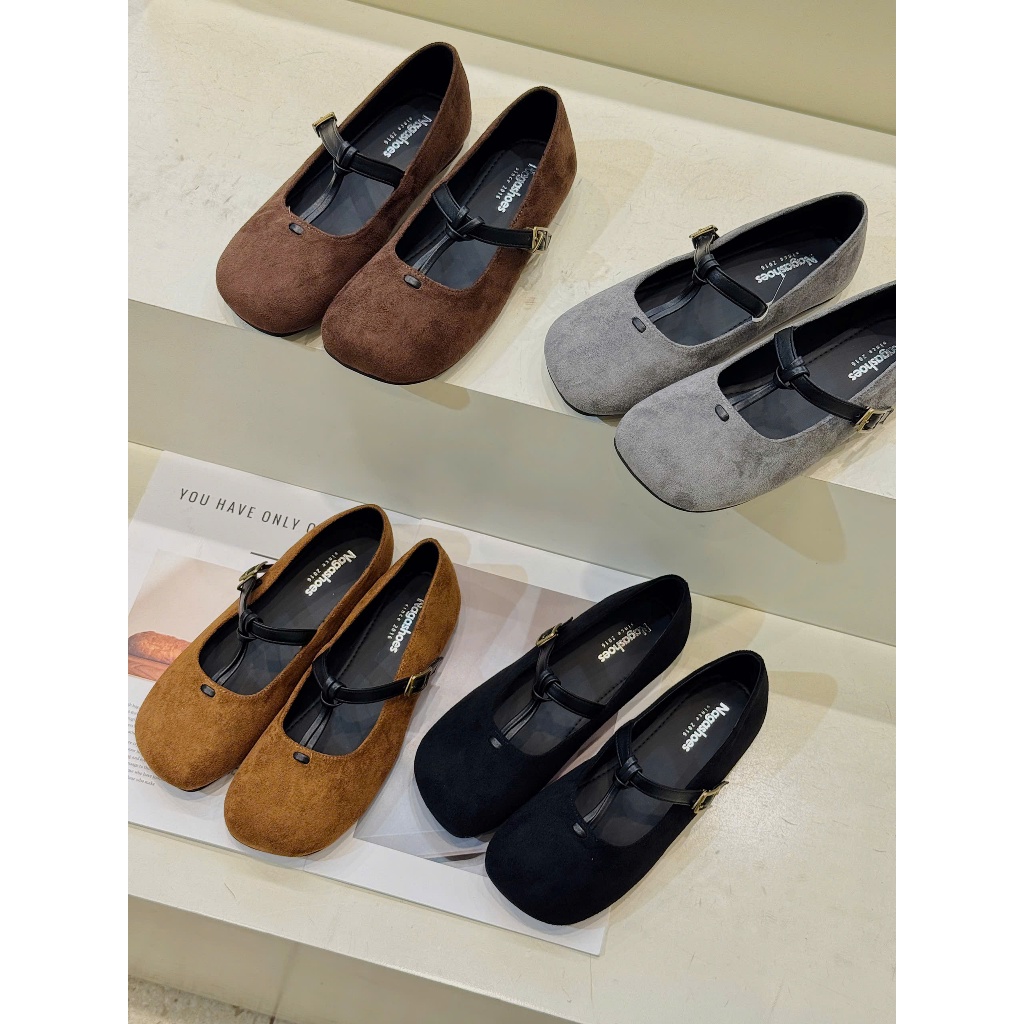 GIÀY BÚP BÊ NAGASHOES MŨI VUÔNG PHỐI DÂY QUAI GÚT NAB126