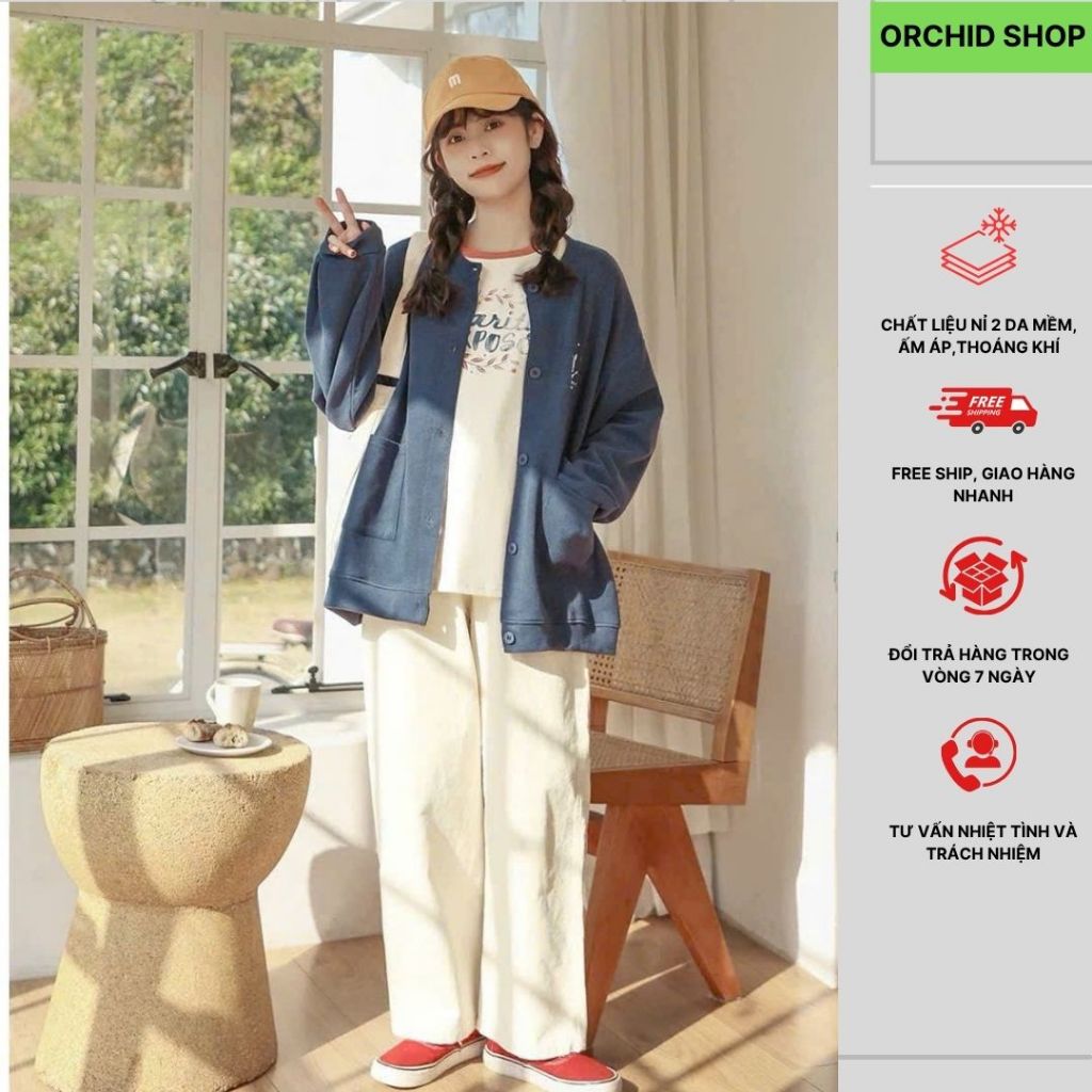 Áo Khoác Cadigan Cho Nữ Chất Liệu Nỉ 2 Da Thu Đông 2025 Nhẹ Nhàng, Thanh Lịch Orchid.shop Sora