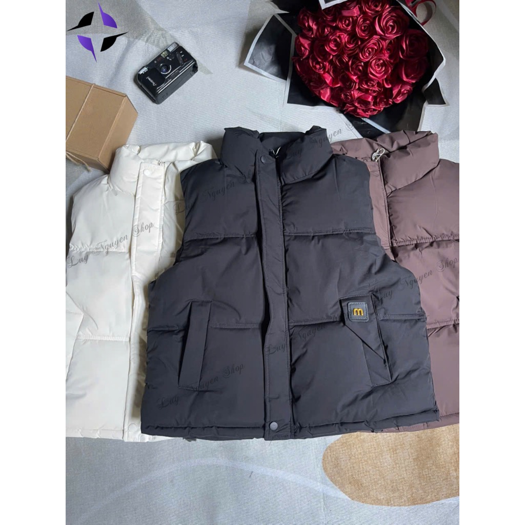 Áo Gile Phao Nữ, Áo Gile Nữ không mũ chất đẹp rút, bông nhồi mềm mại