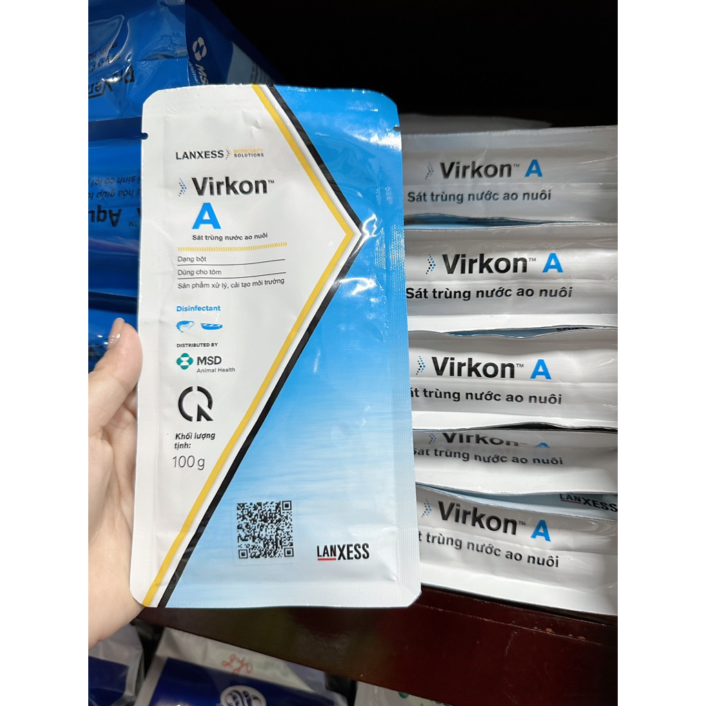 Virkon A Elanco Gói 100g Tiện Lợi Giúp Diệt Khuẩn, Xử Lý, Cải Tạo Môi Trường Nước Nuôi Tôm, Cá