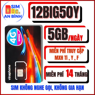  SIM 5G VINAPHONE 12BIG50Y - 12D159V – MIỄN PHÍ DATA KHỦNG 5GB NGÀY – DÙNG 14 THÁNG SIÊU SALE - SIM NGỌC MAI 
