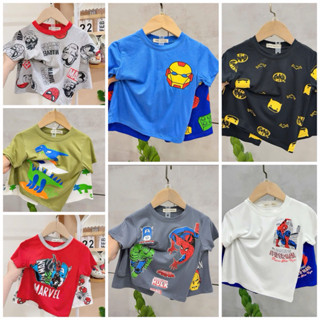  Bộ cộc tay siêu nhân thun lạnh cho bé trai mặc đi chơi đi học size 9-30kg 