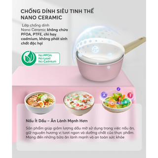 Quánh Phủ Sứ Nano Sunhouse Healthy 18cm Sử Dụng Được Trên Mọi Loại Bếp