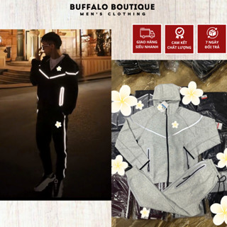 Bộ Quần Áo Nam Mùa Đông Loaei Tech Phản Quang Siêu Đẹp - Bộ Hoodie Loai Tech Chất Nỉ Cao Cấp