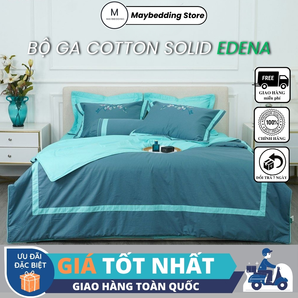 Bộ Ga Cotton Solid EDENA Mẫu 382 - Hàng Chính Hãng