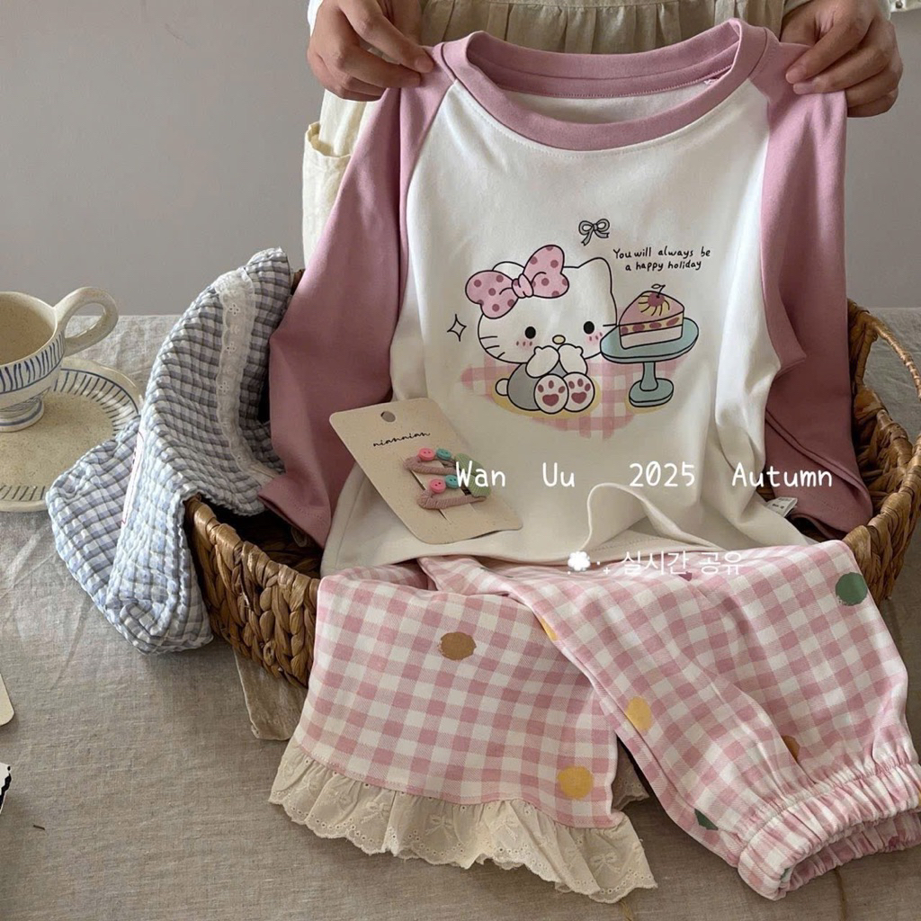 Bộ ngủ dài cotton bé gái 30-50kg. hàng QC chất đẹp