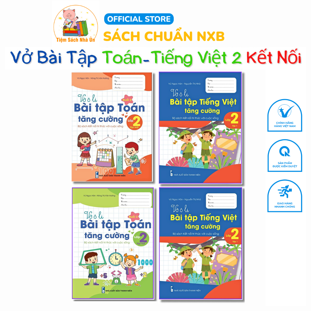 Sách - Vở ô li Bài Tập Toán, Tiếng Việt Tăng Cường Lớp 2 - Kết Nối