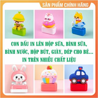 Con dấu in hộp sữa, hộp bút, dụng cụ học tập, in trên nhiều chất liệu - Dấu kèm 1 chai mực siêu nét