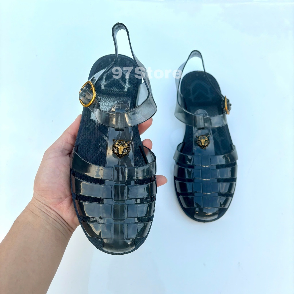 Dép rọ nam nhựa PVC dẻo đúc nguyên khối, dép quai hậu nam hình mặt hổ trẻ trung đế chống trơn trượt