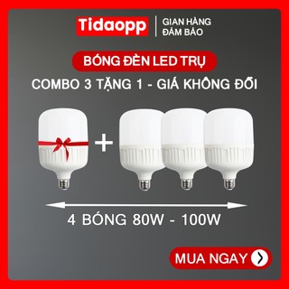    Combo Rẻ   Bộ 4 Bóng 80W 100W Đèn Led Trụ Tròn Siêu Sáng Bóng Đèn Led Có Ánh Sáng Trắng Tiết Kiệm Chống Nước 