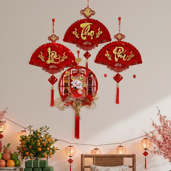  Ông Thần Tài Lắc Gật Đầu + 3 Khánh Phúc Lộc Thọ Trang Trí Tết 2026 Mang Lại May Mắn Thịnh Vượng 