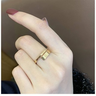 Nhẫn Ngón Trỏ Cho Nữ Kiểu Hở Cá Tính Chất Liệu Titan Không Đen Không Ngứa Bilyshop TT 2617